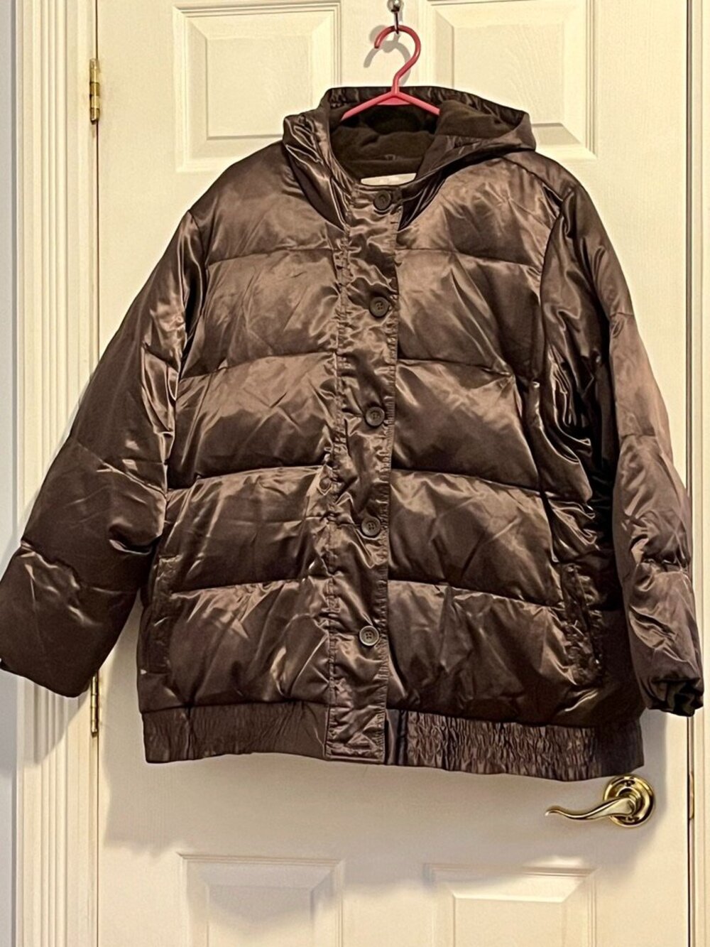 Brown fleece lined, hooded parka